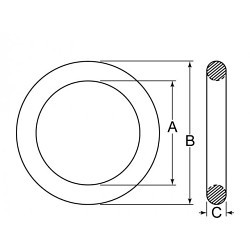 G.L.HUYETT™ 224 O-Ring, Dash Number: 224, 1-3/4 in Inside Dia, 2 in Outside Dia, 1/8 in Width, Viton