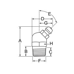 G.L.HUYETT™ A1688 Grease Fitting, 1/4-28 in, Zinc Clear, Steel