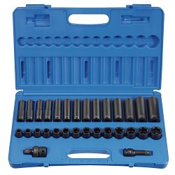 GP® 1430MRD Impact Socket Set, 6 Points, 30 Piece, 1/2 in Drivers Included