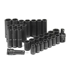 GP® 1430MRD Impact Socket Set, 6 Points, 30 Piece, 1/2 in Drivers Included