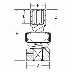 GP® 2016U Impact Socket, Universal, Yes Impact Rated, Imperial, Hex Drive, 1/2 in Drive, Standard Length Socket, 0.63 in Socket, 6 Points