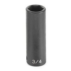 GP® 2048D Impact Socket, High Torque Shape III, Yes Impact Rated, Imperial, Hex Drive, 1/2 in Drive, Deep Length Socket, 1-1/2 in Socket, 6 Points