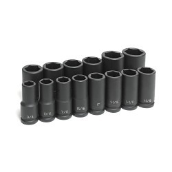 GP® 8038D Impact Socket Set, Yes Impact Rated, Imperial, 6 Points, 3/4 in Drive, 14 Piece, 3/4 to 1-5/8 in Included Socket Size, Case Container