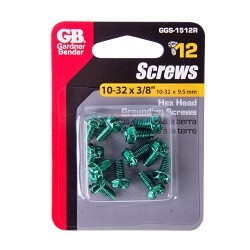 GB® GGS-1512R Grounding Screw, #10-32 Screw, 3/8 in Overall Length, Steel