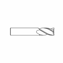 GARR 02157 170MA Center Cutting Single End Square End Stub Length End Mill, 3/4 in Dia Cutter, 1 in Length of Cut, 4 Flutes, 3/4 in Dia Shank, 3 in OAL, TiALN Coated