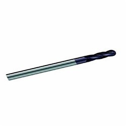 GARR 44197 730MA Ball End Center Cutting Extra Length End Mill, 3/8 in Dia Cutter, 3 in Length of Cut, 4 Flutes, 3/8 in Dia Shank, 6 in OAL, TiALN Coated
