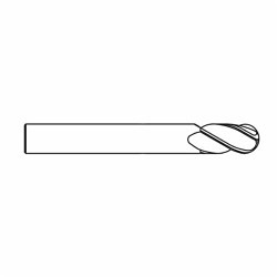 GARR 44197 730MA Ball End Center Cutting Extra Length End Mill, 3/8 in Dia Cutter, 3 in Length of Cut, 4 Flutes, 3/8 in Dia Shank, 6 in OAL, TiALN Coated