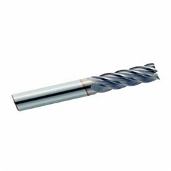 GARR 52404 255MC Center Cutting High Performance End Mill, 3/8 in Dia Cutter, 1/2 in Length of Cut, 5 Flutes, 3/8 in Dia Shank, 2 in OAL, TiCN Coated