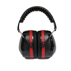 Ear Muff, 35 dB Noise Reduction Rating, Black/Red, head Band Position