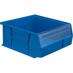 Global Equipment 269685BL Hang and Stack Bin, 10-7/8 in Outside Length, 11 in Outside Width, 5 in Outside Height, 50 lb, Blue