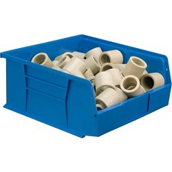 Global Equipment 269685BL Hang and Stack Bin, 10-7/8 in Outside Length, 11 in Outside Width, 5 in Outside Height, 50 lb, Blue