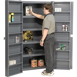 Bin Cabinet, Gray, 24 in Overall Length, 38 in Overall Width, 72 in Overall Height