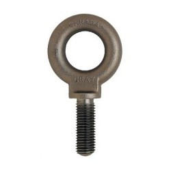 Gray Tools BS24 Self-Colored Shoulder Pattern Eye Bolt, 3/4-10, 2 in L Shank, Forged Carbon Steel, Galvanized