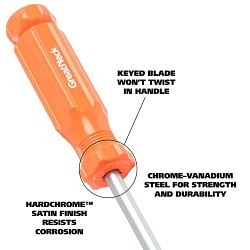 GreatNeck® 73312 Screwdriver, Square Point, #1 Point, Chrome Vanadium Steel Shank, 4 in Overall Length, Magnetized Tip: Yes