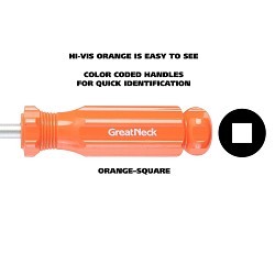 GreatNeck® 73312 Screwdriver, Square Point, #1 Point, Chrome Vanadium Steel Shank, 4 in Overall Length, Magnetized Tip: Yes