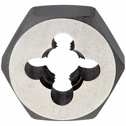Greenfield Industries Cleveland® C65602 Hex Die, Imperial, 1/4-28 in, UNF, 1/4 in Thickness, 19/32 in Die Outside Dia, Carbon Steel