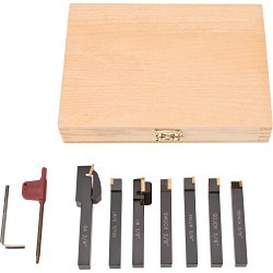Grizzly® T10293 Turning Tool Set, Indexable Insert, 7 Piece, Carbide, Dimensions: 3/8 in