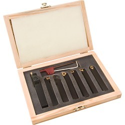 Grizzly® T10293 Turning Tool Set, Indexable Insert, 7 Piece, Carbide, Dimensions: 3/8 in