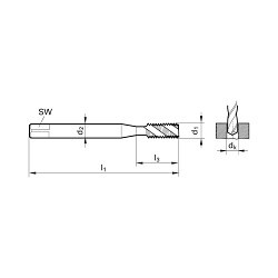 Guhring 9044110160000 Spiral Flute Tap, Right Hand Cutting, M16 x 2 mm, D7, Modified Bottom Chamfer, Right Hand, 4 Flutes