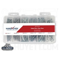 Handi-Chek® DISP-CP420 Cotter Pin Assortment, 420 Pieces, Carbon Steel, Clear Zinc Plated