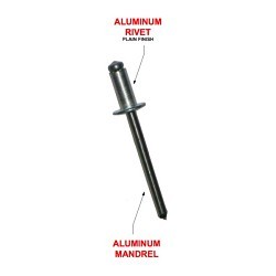 Hanson Rivet® PAAD806 Blind Rivet, Open End, Aluminum, 1/4 in Rivet Dia, 0.615 in Length, 0.251-0.375 in Grip Range, Dome