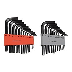 Harbor Freight Tools Pittsburgh 62173 Hex Key Set, Metric/SAE, 25 Piece, 1/16 to 3/8 in, 1.5 to 10 mm Hex, Carbon Steel, Black Oxide