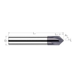 Harvey Tool Harvey Tool 18315 Chamfer Mill, 3 in Overall Length, Carbide, Uncoated