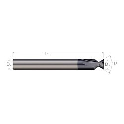 Harvey Tool Harvey Tool 23807-C8 Dovetail Cutter, 0.079 in Cutter Dia, 1/8 in Shank Dia, 48 deg Included Angle, 1-1/2 in Overall Length