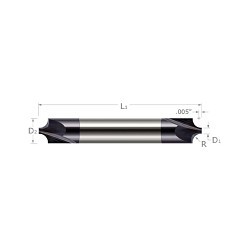 Harvey Tool Harvey Tool 46104-C3 Corner Rounding End Mill, 2 Flutes, 5/6 in Shank Dia, 2-1/2 in Overall Length, AITiN Coated