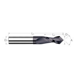 Harvey Tool Harvey Tool 46524-C3 Drill Mill, 3/8 in Dia, 90 deg Point, 2 Flutes, 7/8 in Length of Cut, 3/8 in Shank Dia, 2-1/2 in Overall Length, AITiN Coated