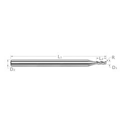 Harvey Tool Harvey Tool 50047-C8 Corner Radius End Mill, 3/64 in Cutter Dia, 0.0030 in Corner Radius, 0.141 in Length of Cut, 3 Flutes, 1/8 in Shank Dia, 1-1/2 in Overall Length, TiB2