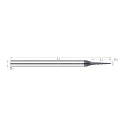 Harvey Tool Harvey Tool 832845 Tapered End Mill, 0.045 in Cutter Dia, 1/4 in Length of Cut, 3 Flutes, 1/4 in Shank Dia, 2-1/2 in Overall Length, Uncoated