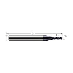 Harvey Tool Harvey Tool 836315 Square End Mill, 1/64 in Cutter Dia, 0.045 in Length of Cut, 3 Flutes, 1/8 in Shank Dia, 1-1/2 in Overall Length, Bright