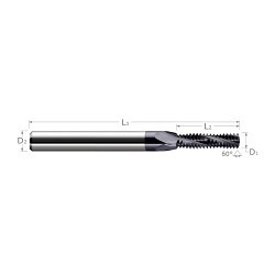 Harvey Tool Harvey Tool 842907 Helical Flute Thread Mill, M4 x 0.7 mm Thread, Internal/External Thread, 2.5 in Overall Length, 3 Flutes, 3/16 in Shank Dia