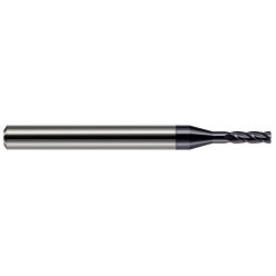 Harvey Tool 876031-C3 Center Cut Standard Length Miniature End Mill, 0.031 in Dia Cutter, 0.01 in Corner Radius, 3/32 in Length of Cut, (4) Flutes, 1/8 in Dia Shank, 1-1/2 in OAL, AlTiN