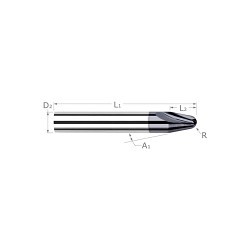 Harvey Tool Harvey Tool 979902-C3 Tapered End Mill, 0.198 in Length of Cut, 2 Flutes, 3/16 in Shank Dia, 2 in Overall Length, AITiN Coated