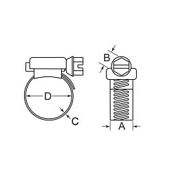 Heritage™ HCMN-333-004-3125 Miniature HCMN-333-004-3125, 1/4 to 5/8 in Clamping, #4 SAE Trade, 300 Stainless Steel Band, 300 Stainless Steel Bolt, Import