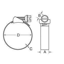 Heritage™ HCQR-442-224-5625 Hose Clamp, 2-1/2 - 14-1/4 in Hose, 2-1/2 in Inside Dia, 14-1/4 in Outside Dia, 200/400 Series Stainless Steel, Plated Carbon Steel Band