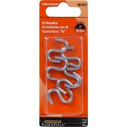 Hillman™ Hardware Essentials 851872 S-Hook, 0.091 in Dia x 0.121 in x 1 in, 7/8 in Screw Length, Steel