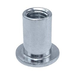 Rivet Nut, Round Body, Steel, #6-32 Thread, Zinc Clear Trivalent Chromate, 0.438 in Length