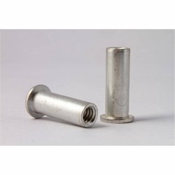 Rivet Nut, Round Body, Steel, #6-32 Thread, Zinc Clear Trivalent Chromate, 0.438 in Length