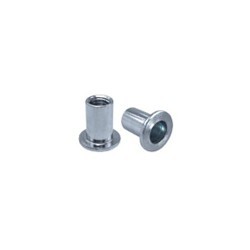 Rivet Nut, Round Body, Steel, #6-32 Thread, Zinc Clear Trivalent Chromate, 0.438 in Length