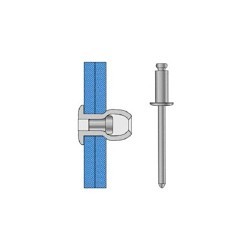 Blind Rivet, Open End, Stainless Steel, 1/8 in Rivet Dia, 0.275 in Length, 0.063-0.125 in Grip Range, Button