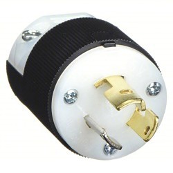 Hubbell® Twist-Lock® HBL4720C Locking Plug, 125 VAC, 15 A, 2 Pole, 3 Grounding Wires, Black/White