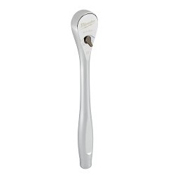 Milwaukee® 48-22-9038 Manual Slim Profile Drive Ratchet, 3/8 in Drive, Square Head, 8-1/2 in OAL, Steel, Polished Chrome