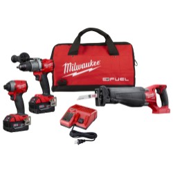 Milwaukee® M18™ 2997-23 3-Tool Cordless Combination Kit, Tools: Hammer Drill, Impact Wrench, 18 VDC, 5 Ah Lithium-Ion REDLITHIUM™ Battery, D-Handle, Assorted Teeth