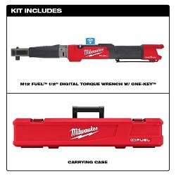 Milwaukee® M12 FUEL™ 2466-20 Cordless Digital Torque Wrench With One-Key™ Technology, 1/2 in Drive, 12.5 to 150 ft-lb Torque, 12 V, M12™ REDLITHIUM™ CP2.0 Lithium-Ion Battery, 23-1/2 in OAL