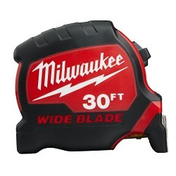 Milwaukee® 48-22-0230 Magnetic Wide Measuring Tape With Belt Clip, 30 ft L x 1-5/16 in W Blade, Steel Blade, 1/16 in, 1/8 in Graduation