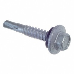 ITW CCNA 1026000 Self Drilling Screw, Imperial, #12-14 Diameter - Thread Size, 1 in Overall Length, Hex Washer Head, External Hex Drive, Carbon Steel, Climaseal, Tex Point, Grade C1022, 5/16 in Drive