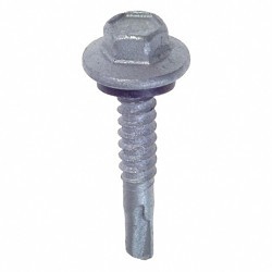 ITW CCNA 1428000 Self Drilling Screw, Imperial, #12-14 Diameter - Thread Size, 1-1/2 in Overall Length, Hex Washer Head, External Hex Drive, Carbon Steel, Climaseal, Tex Point, Grade C1022, 5/16 in Drive